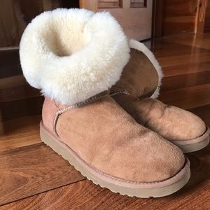 Tan Ugg Boots with Button, size 8